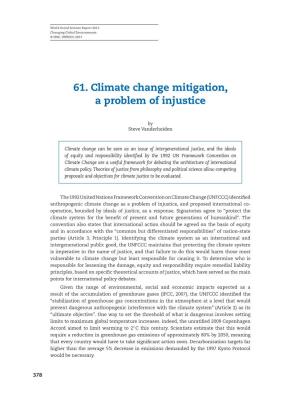 61. Climate Change Mitigation, a Problem of Injustice