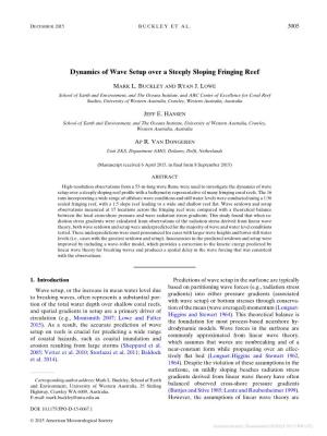 Dynamics of Wave Setup Over a Steeply Sloping Fringing Reef