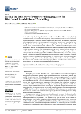 Testing the Efficiency of Parameter Disaggregation for Distributed Rainfall-Runoff Modelling
