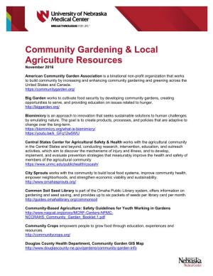Community Gardening & Local Agriculture Resources