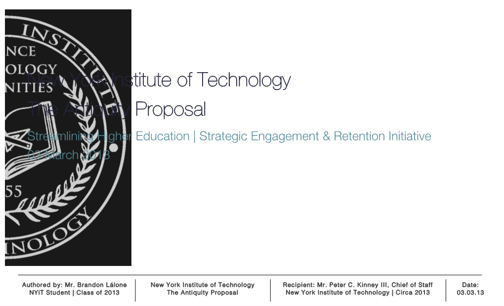New York Institute of Technology the Antiquity Proposal