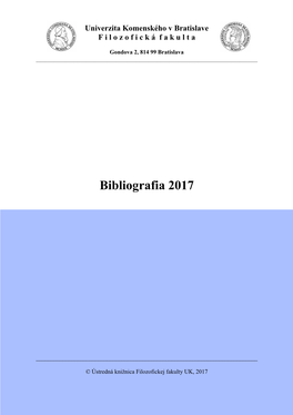 Bibliografia Filozofickej Fakulty UK 2017