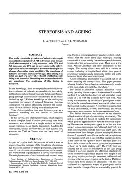Stereopsis and Ageing