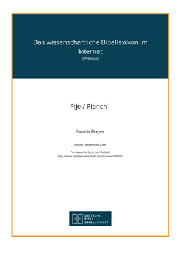 Das Wissenschaftliche Bibellexikon Im Internet Pije / Pianchi