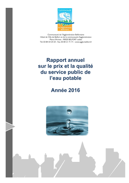 Rapport Annuel Sur Le Prix Et La Qualité Du Service Public De L'eau Potable