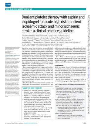 Dual Antiplatelet Therapy with Aspirin and Clopidogrel for Acute High Risk