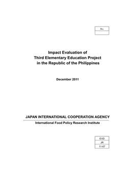 Impact Evaluation of Third Elementary Education Project in the Republic of the Philippines