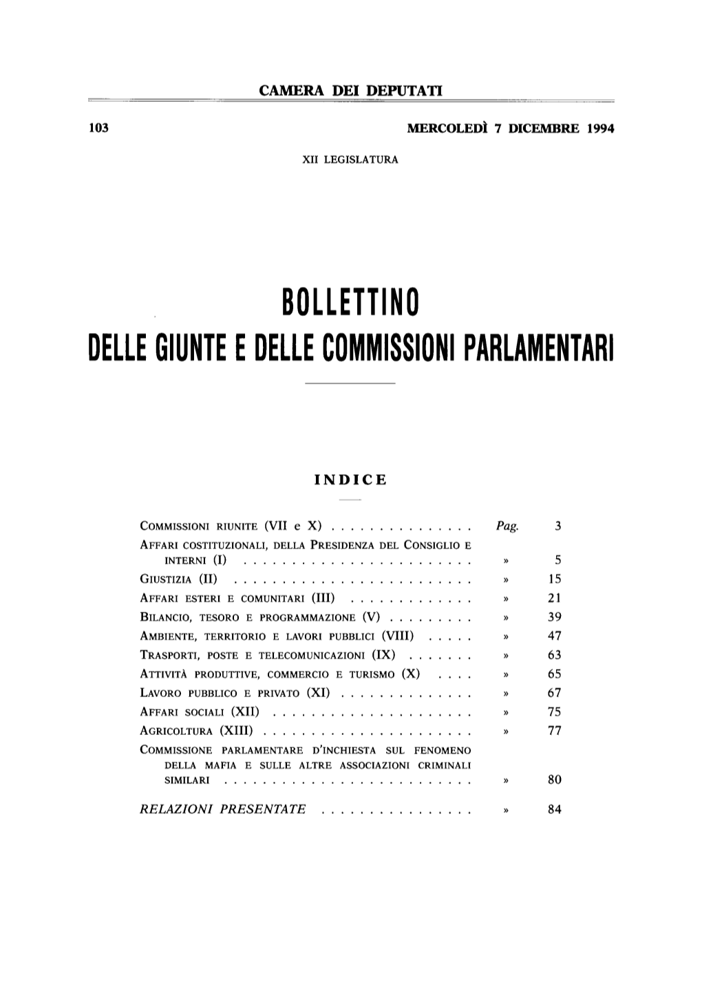 Bollettino Delle Giunte E Delle Commissioni Parlamentari