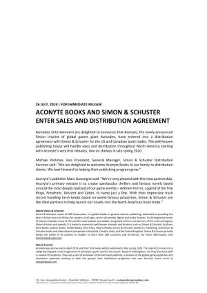 Aconyte Books and Simon & Schuster Enter Sales And