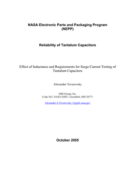 Effect of Inductance and Requirements for Surge Current Testing of Tantalum Capacitors