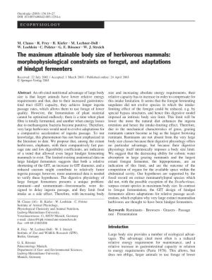 Morphophysiological Constraints on Foregut, and Adaptations of Hindgut Fermenters
