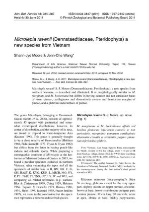 Microlepia Ravenii (Dennstaedtiaceae, Pteridophyta) a New Species from Vietnam
