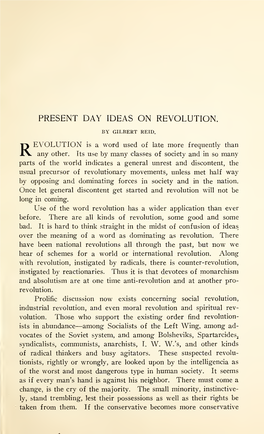 Present Day Ideas on Revolution
