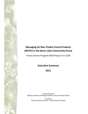 Managing for Non-Timber Forest Products (Ntfps) in the Burns Lake Community Forest