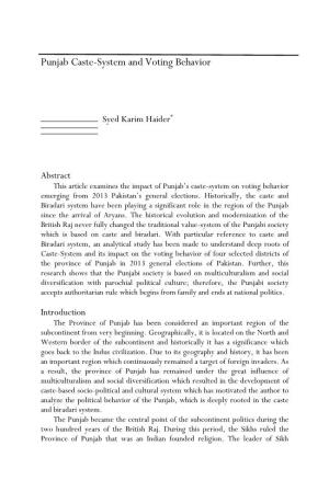 Punjab Caste-System and Voting Behavior