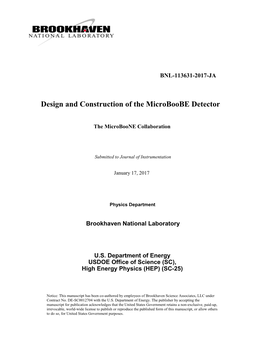 Design and Construction of the Microboone Detector