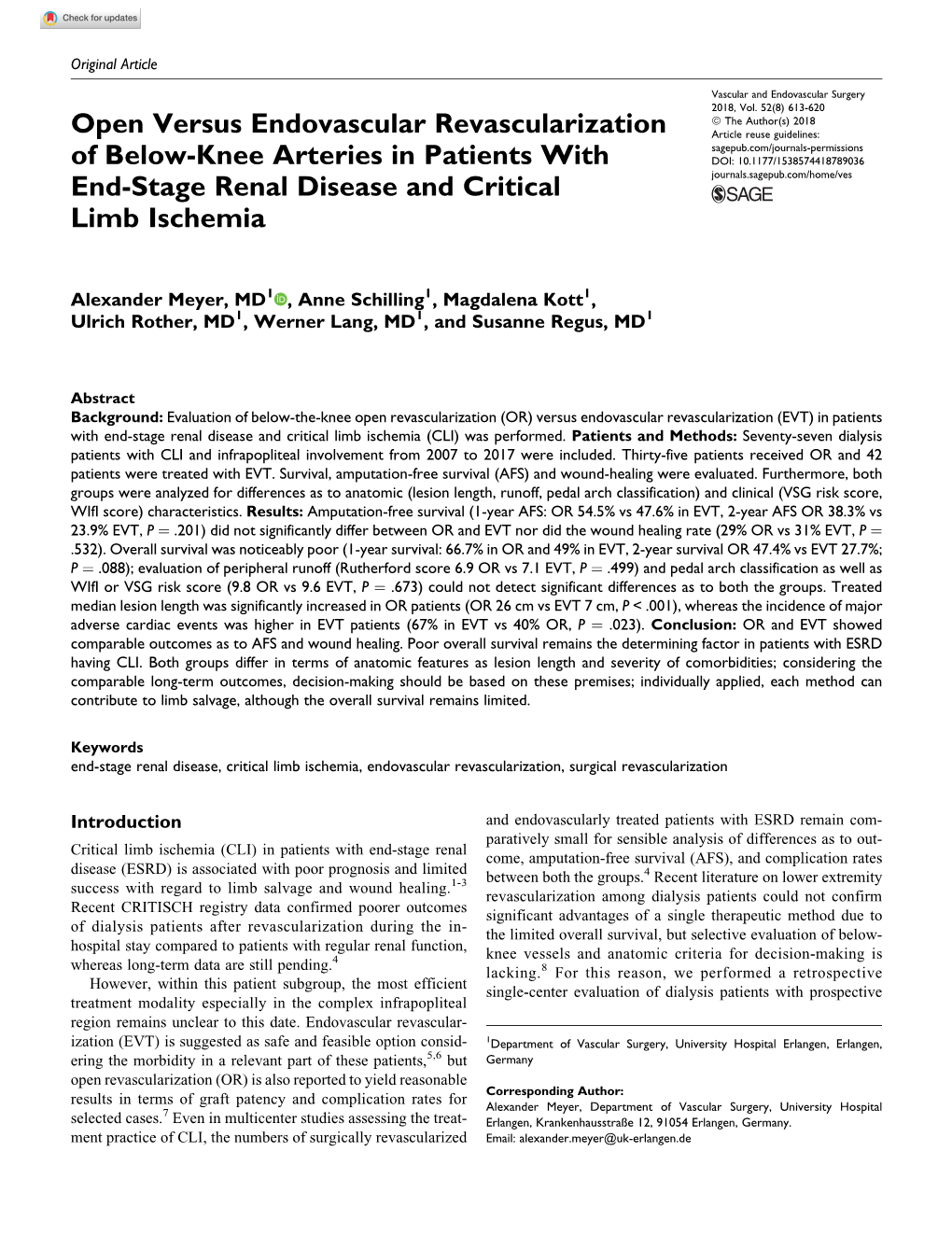 Open Versus Endovascular Revascularization of Below-Knee Arteries in Patients with End-Stage Renal Disease and Critical Limb