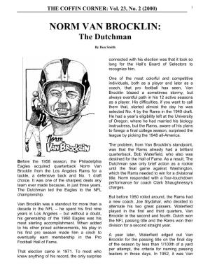 NORM VAN BROCKLIN: the Dutchman