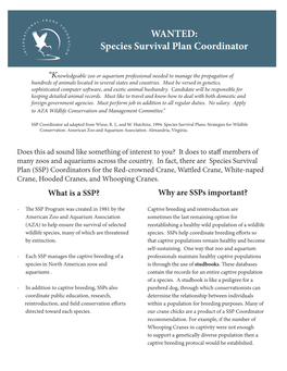 WANTED: Species Survival Plan Coordinator