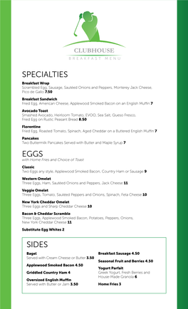 Download Clubhouse Menu