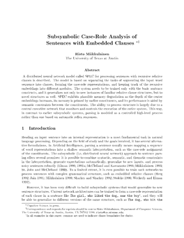 Subsymbolic Case-Role Analysis of Sentences with Embedded Clauses Y