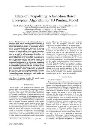Edges of Interpolating Tetrahedron Based Encryption Algorithm for 3D Printing Model