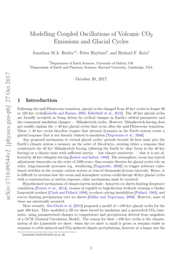 Modelling Coupled Oscillations of Volcanic CO2 Emissions and Glacial Cycles