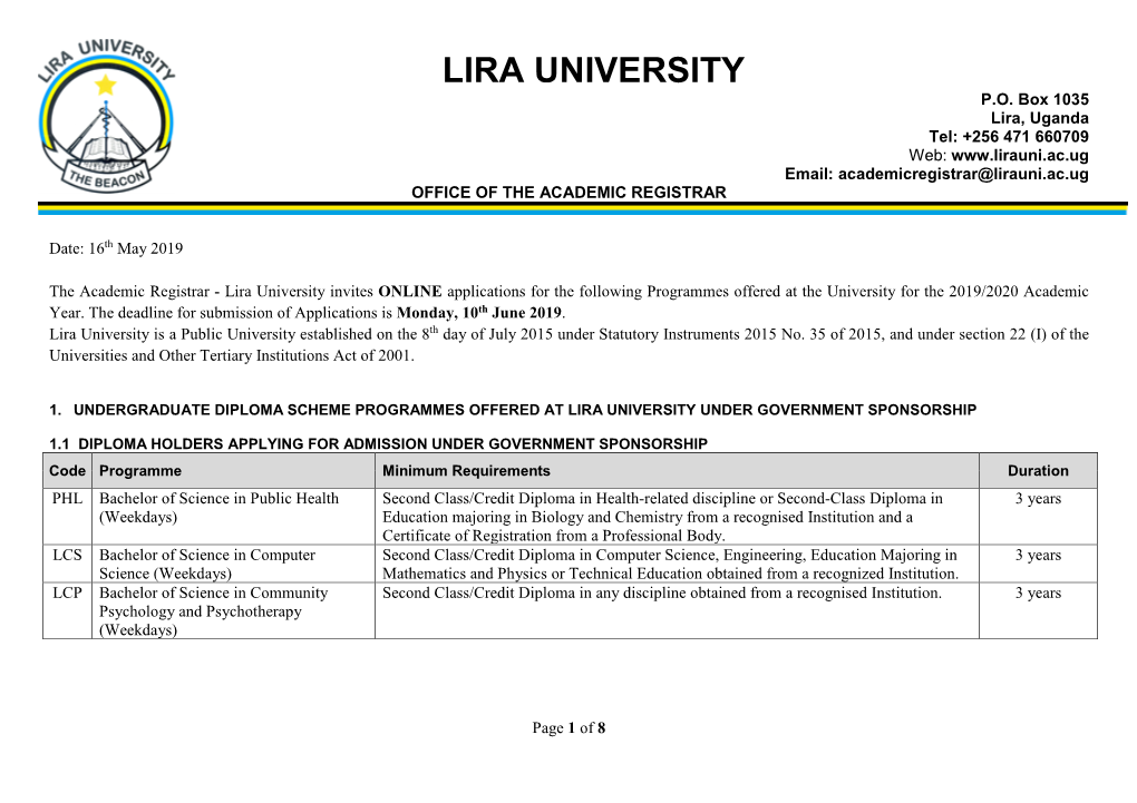Lira University P.O