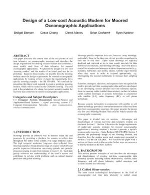 Design of a Low-Cost Acoustic Modem for Moored Oceanographic Applications
