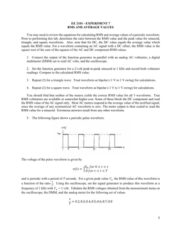 Ee 2101 - Experiment 7 Rms and Average Values