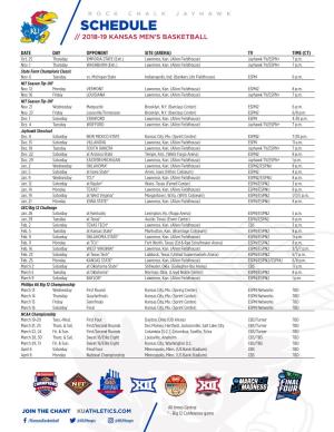 Schedule // 2018-19 Kansas Men’S Basketball