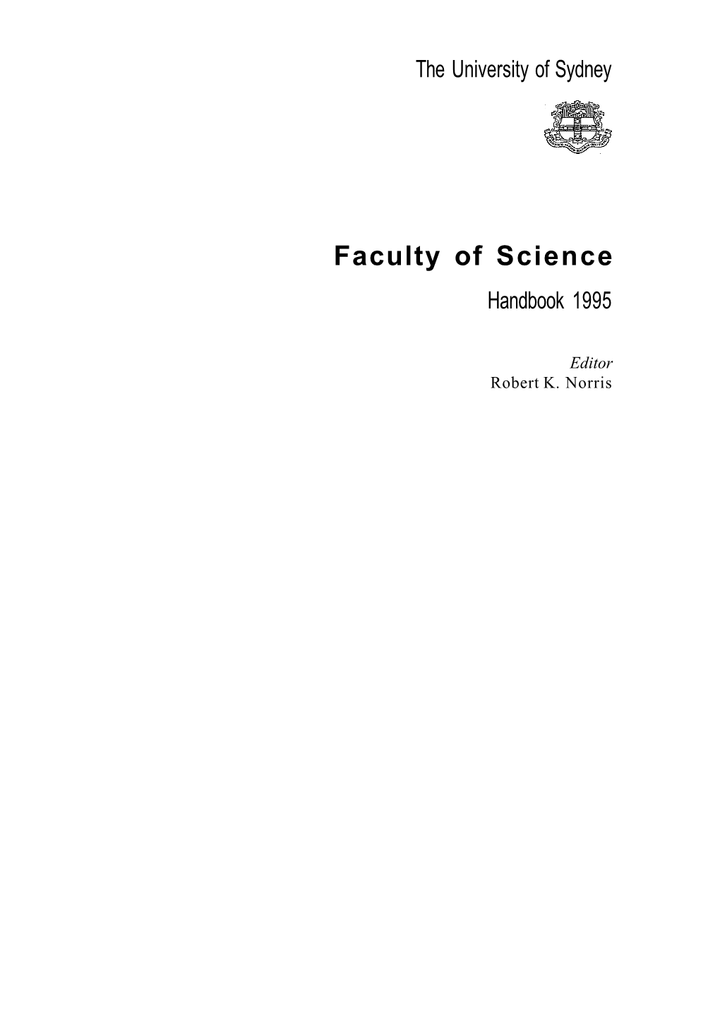 Faculty of Science Handbook 1995