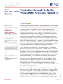 Punctuation Mistakes in the English Writing of Non-Anglophone Researchers