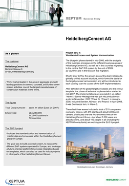 Heidelbergcement AG: Worldwide Process and System