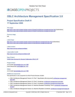 OSLC Architecture Management Specification 3.0 Project Specification Draft 01 17 September 2020