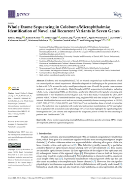 Whole Exome Sequencing in Coloboma/Microphthalmia: Identiﬁcation of Novel and Recurrent Variants in Seven Genes