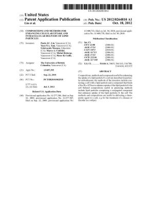(12) Patent Application Publication (10) Pub. No.: US 2012/0264810 A1 Lin Et Al
