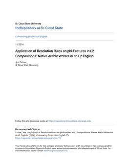 Application of Resolution Rules on Phi-Features in L2 Compositions: Native Arabic Writers in an L2 English