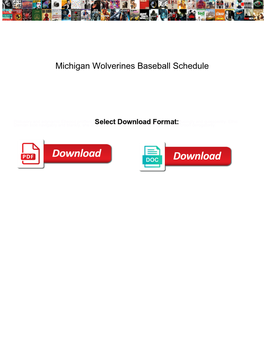 Michigan Wolverines Baseball Schedule