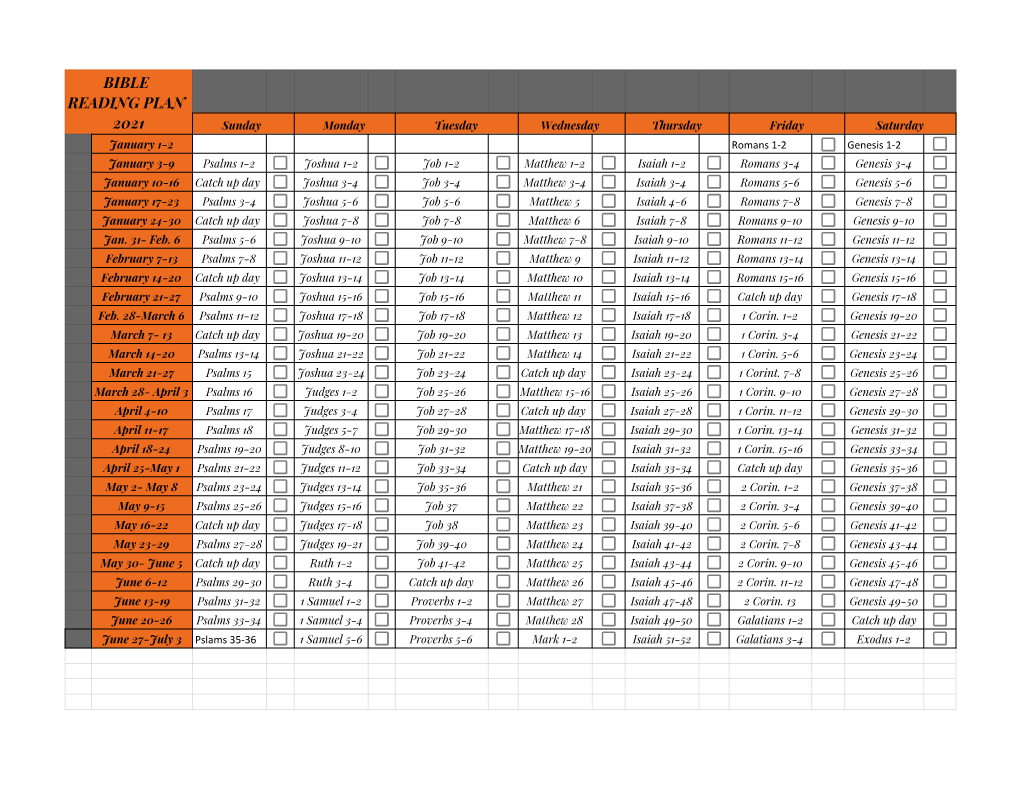 Bible Reading Plan 2021