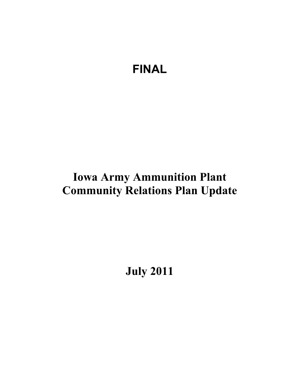 Community Relations Plan Update