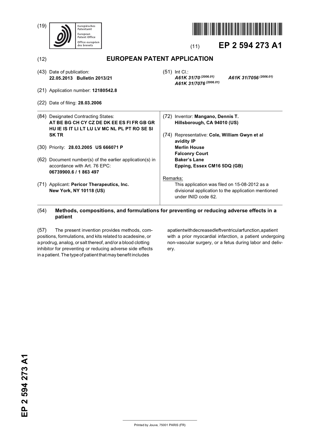 Methods, Compositions, and Formulations for Preventing Or Reducing Adverse Effects in a Patient