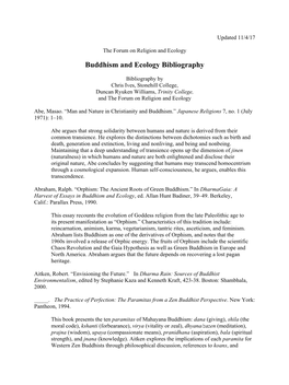 Buddhism and Ecology Bibliography