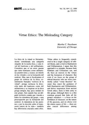Virtue Ethics: the Misleading Category