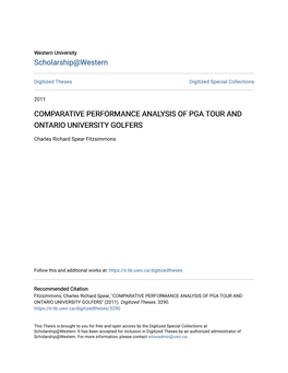 Comparative Performance Analysis of Pga Tour and Ontario University Golfers