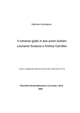 Il Romanzo Giallo in Due Autori Siciliani: Leonardo Sciascia E Andrea Camilleri
