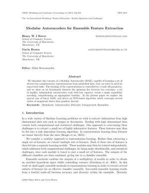 Modular Autoencoders for Ensemble Feature Extraction