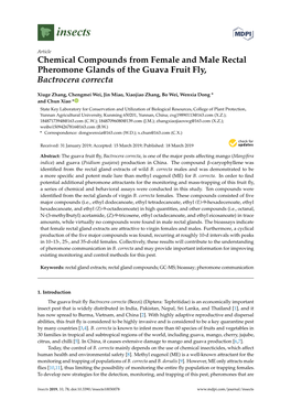Chemical Compounds from Female and Male Rectal Pheromone Glands of the Guava Fruit Fly, Bactrocera Correcta