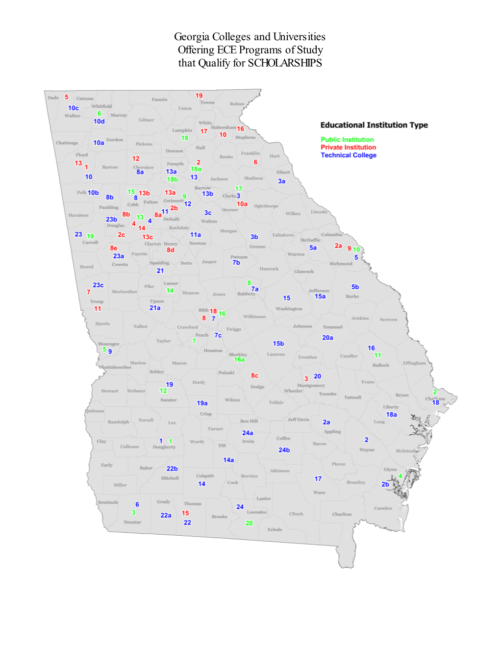 Georgia Colleges and Universities Offering ECE Programs of Study That Qualify for SCHOLARSHIPS PUBLIC Colleges & Universities