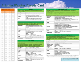 Aviation Weather Decode Card